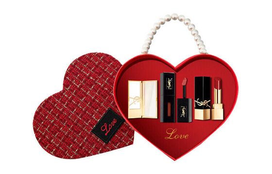 SAINT LAURENT Black Tube Lip Gloss Pearl Heart Chanel-inspired Box Set