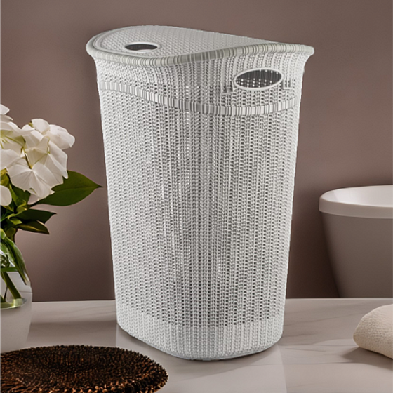 Корзина для белья 52л с крышкой белая