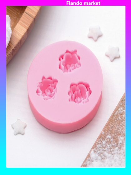 !09 Молд «Три малых розы», 4,5 см, цвет розовый