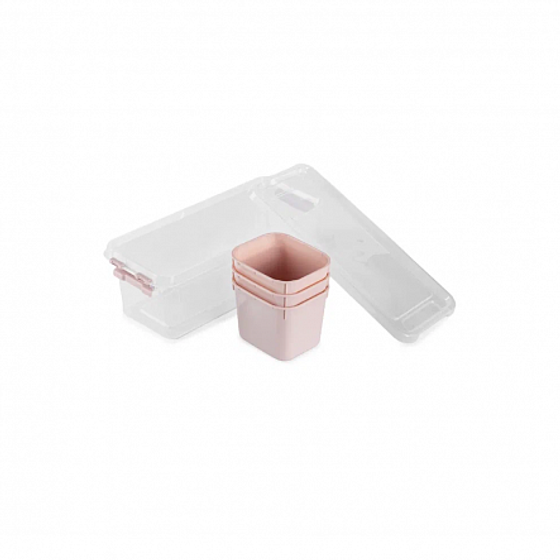 Контейнер для хранения GRAND розовый 3 секции 11.3x27.3x9см высокий