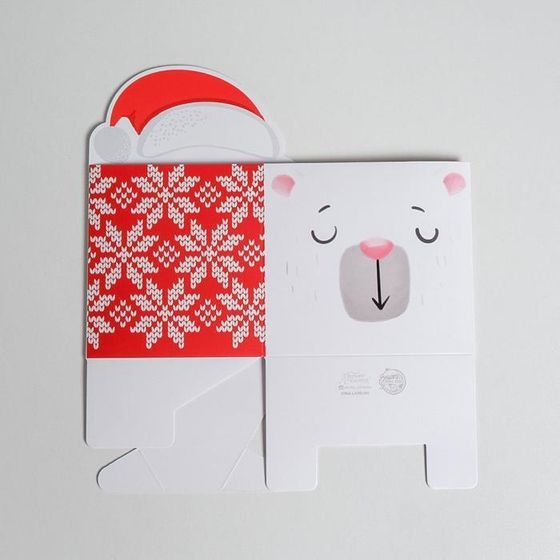 !09 Коробки для мини букетов (набор 8 штук) «С Новым годом», Миша, 12 х 17 х 10 см.