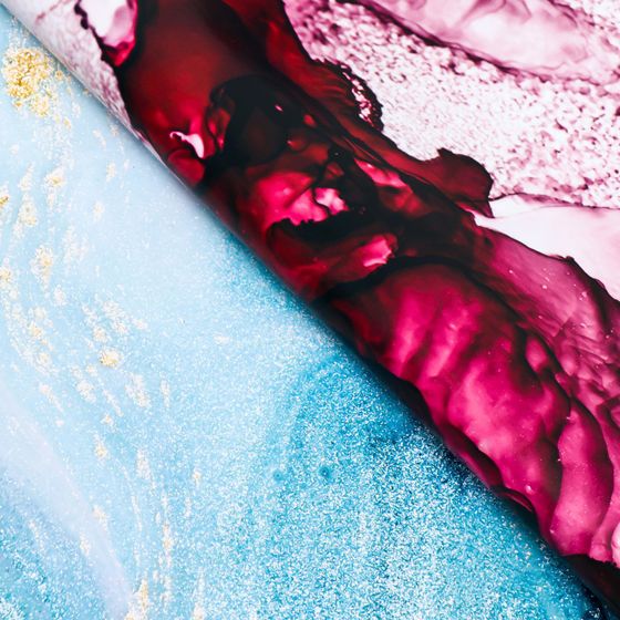 !Бумага упаковочная 2 листа глянцевая &quot;Мрамор&quot;, винный-синий, 50 х 70 см