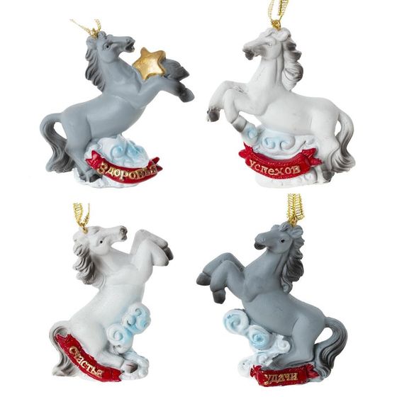 Фигурка декоративная подвесная &quot;Лошадка&quot;, L6,5 W3 H7,5 см, 4в.