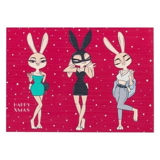 !09 Набор из 2-х предметов - Салфетка на стол "Happy Xmas", ПВХ, 40*29 см