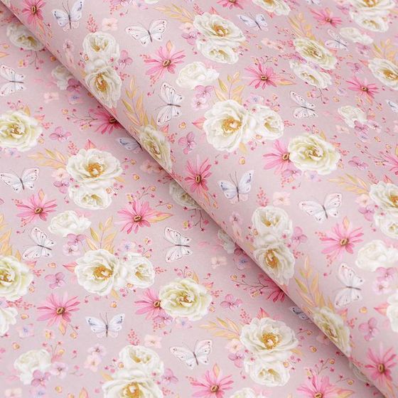 !09 Бумага (набор 4 листа) упаковочная крафтовая "Цветы" 50 × 70 см.