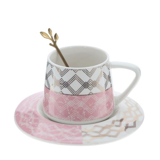 Кружка с блюдцем и ложкой, 200 мл, L15 W15 H8 см, 3в.