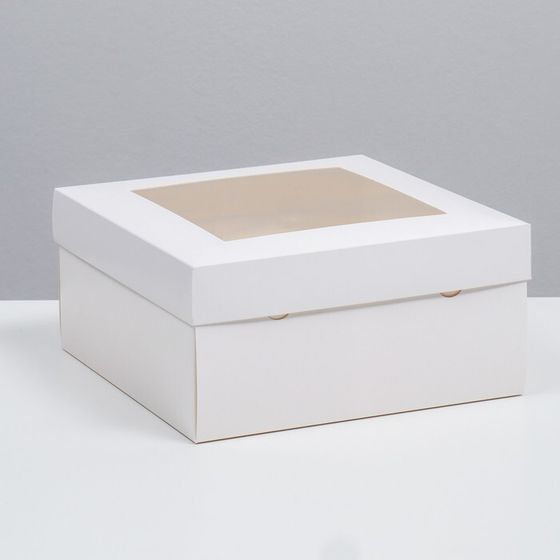 Коробка складная, крышка-дно,с окном, белая, 25 х 25 х 12 см