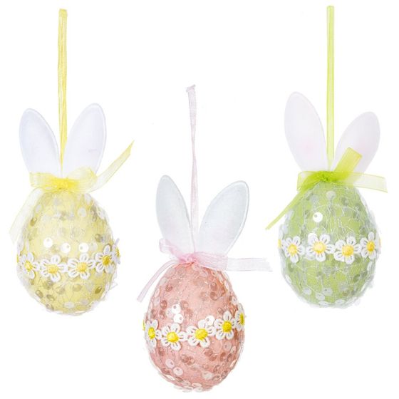 Изделие декоративное подвесное "Яйцо" (блок 12шт), L6 W6 H11 см, 2в.