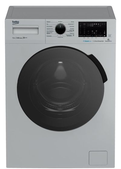 Стиральная машина Beko WSPE7H616S серебристый 7.5кг 1200об/мин с паром узкая инвертор