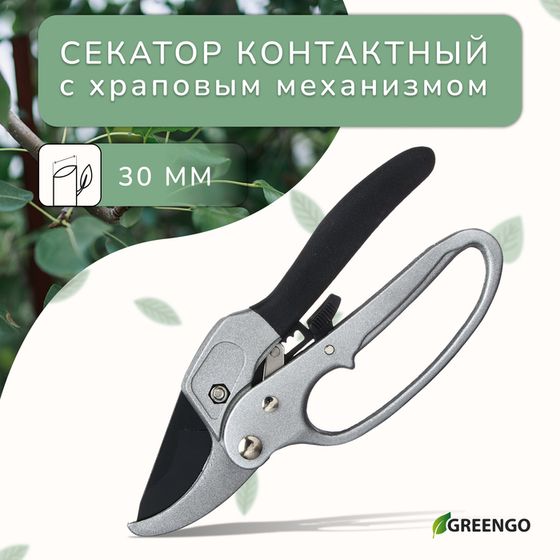 Секатор контактный, 8&quot; (20 см), с храповым механизмом, металлические ручки, Greengo