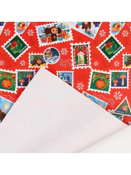 !09 Бумага упаковочная «Новый год» 70 х 100 см, Чебурашка