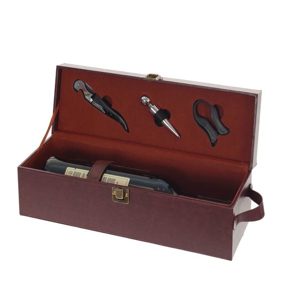 Шкатулка для бутылки с набором для вина, Д12 Ш12 В35 см