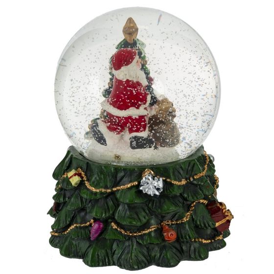 Фигурка декор в стекл шаре &quot;Дед Мороз&quot; ( подсв, муз, вьюга, AAAх3 н/п), D 10 см, L11 W11 H15 см