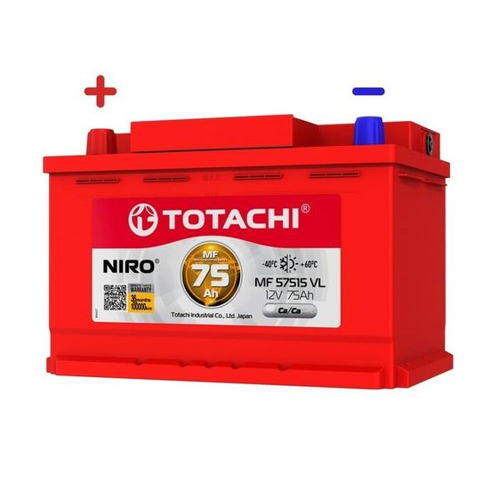 Аккумуляторная батарея Totachi NIRO MF 57515 VL, 75 Ач, прямая полярность