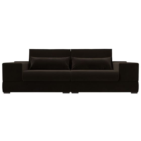 Прямой диван «Лига 037», механизм пантограф, НПБ, микровельвет, цвет коричневый