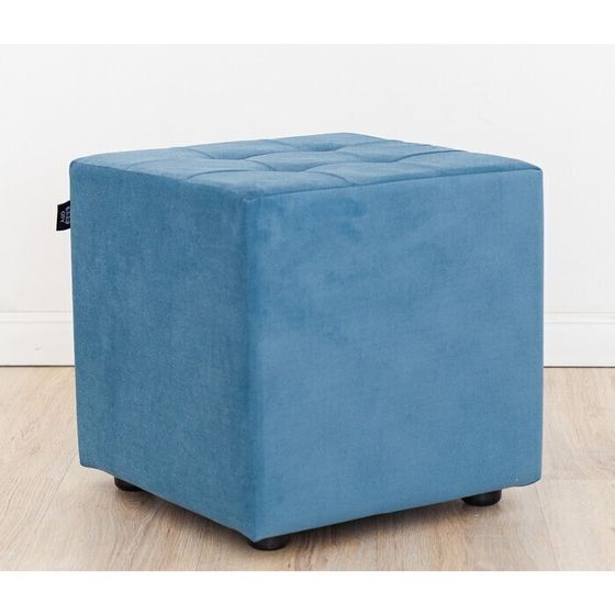 !09 Пуф «Сидней лайт», 400 × 400 × 400 мм, велюр, цвет синий