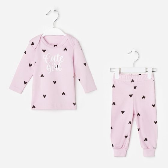 Комплект: джемпер, брюки Крошка Я &quot;Cute&quot;, розовый, рост 68-74 см