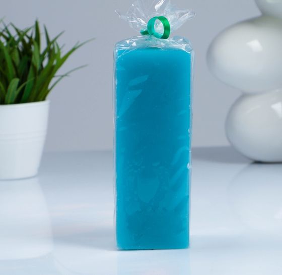 !09 Свеча цветная парафиновая &quot;Квадрат&quot; 8x8x20 cм цвет бирюзовый
