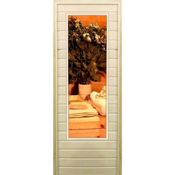 Дверь для бани со стеклом (43*129), &quot;Банные радости&quot;, 180×70см, коробка из осины
