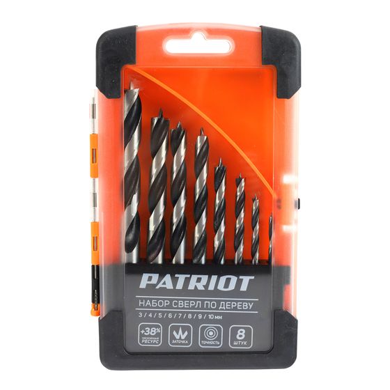 Набор сверл Patriot по дереву (8 предм.) (кейс) (815010103)