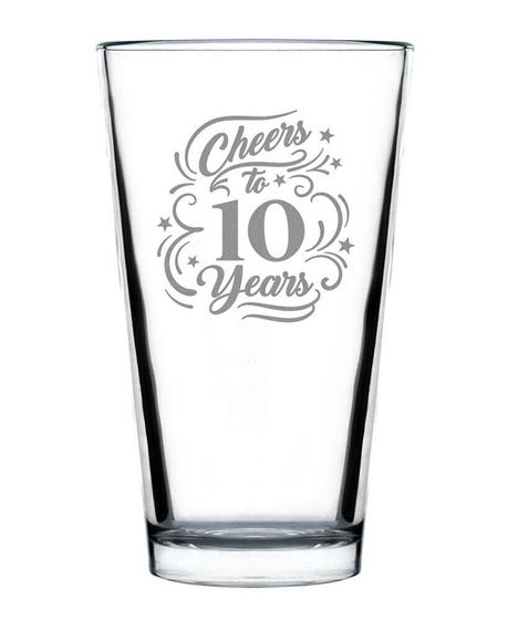 Cheers to 10 Years 10th Anniversary Gifts Pint Glass, 16 oz