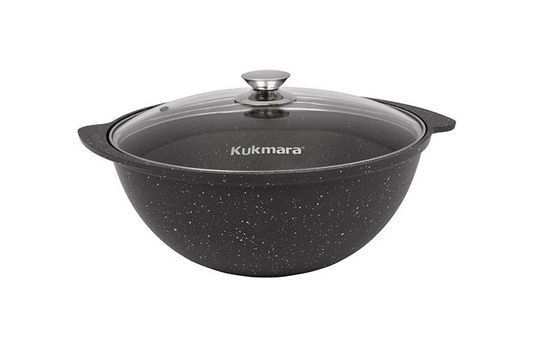 Казан Kukmara для плова Мраморный 3,5л кмт37а АП, стекл.крышка, темн.мрамор