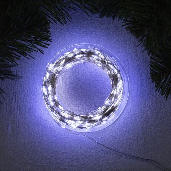 УЦЕНКА Гирлянда «Нить», 50 м,  IP44, 500 LED, 31 В, 8 режимов, серебристая нить, свечение белое