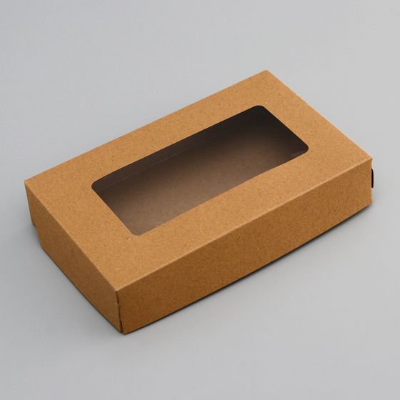 !Контейнер на вынос 7 штук, с окном, крафт, 20 х 12 х 4 см