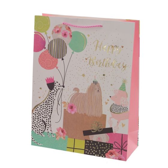 Пакет подарочный L (бумага 210г/м2, блок микс 12шт), L31 W12 H40 см, 4в.