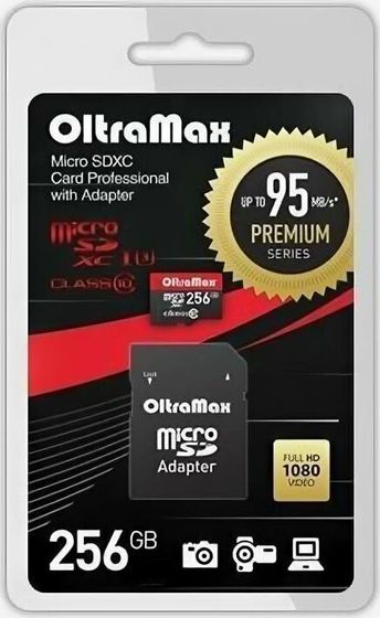 Карта памяти microSDXC 256GB Oltramax OM256GCSDXC10UHS-1-PrU3 + адаптер