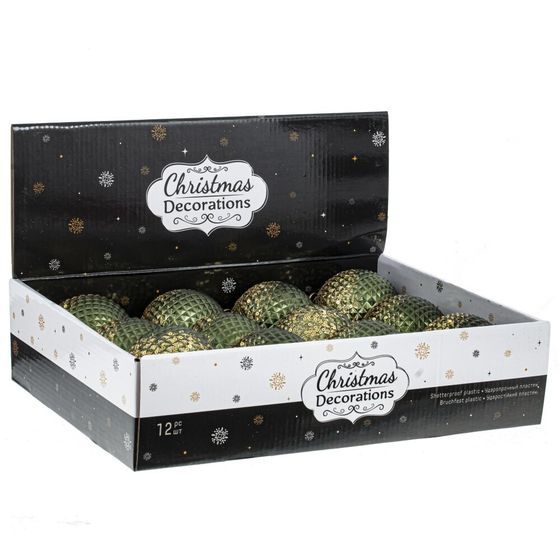 Набор из 12шт Украшение новогоднее "Шар", D 8 см, L35 W27 H8,5 см