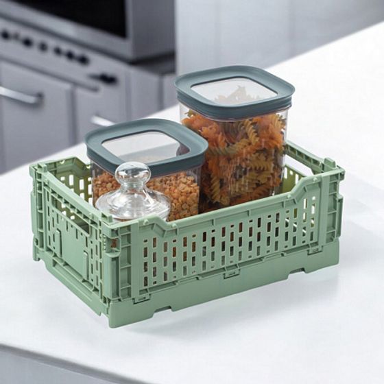 Корзина для хранения складная CASSA S зелёная 4л