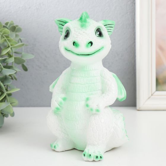 !Копилка "Дракончик" 18х10х10 см, бело-зелёный