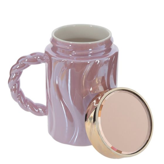 Кружка с крышкой, 490 мл, L13 W8 H13 см, цвет микс