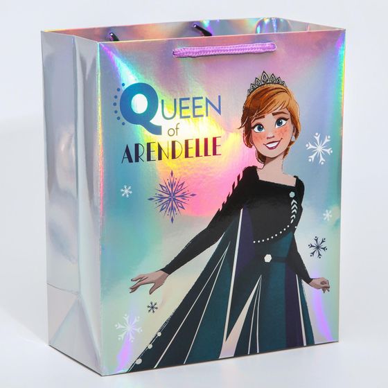 Пакет голография горизонтальный &quot;Queen of Arendelle&quot;, Холодное сердце, 25 х 21 х 10 см