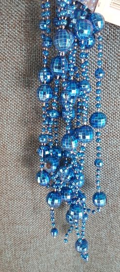 !09 Елочное украшение бусы "ШАРИКИ" 2.7 м цвет синий