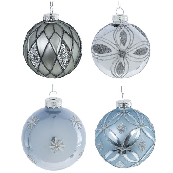 Набор из 12шт Украшение новогоднее "Шар", D 8 см, L34 W25 H8 см