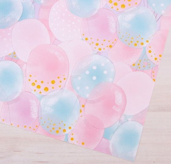 !09 Бумага упаковочная (набор 3 листа) глянцевая «Шарики», 70 × 100 см.