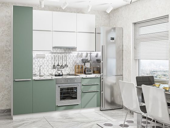 Кухонный гарнитур Фьюжн-06 Silky White/Silky Mint