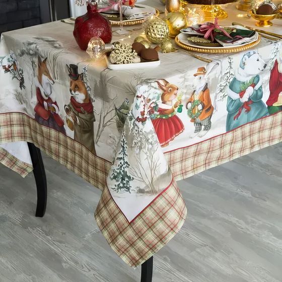 !09 Скатерть &quot;Winter holidays&quot; 150х220 см +/-3см с ГМВО, хлопок 100%
