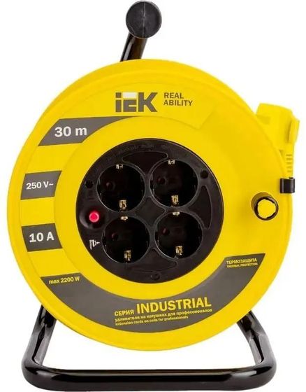 Удлинитель силовой IEK Industrial 1кв.мм 4 роз. 30м пластик (WKP14-10-04-30)