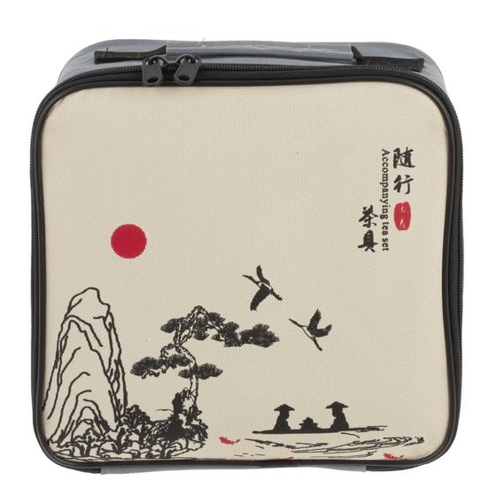 Набор для чайн церем на 4 перс, (чайник 220мл, 4 чашки 45мл, емкость/чая, подставка), L22 W22 H11 см