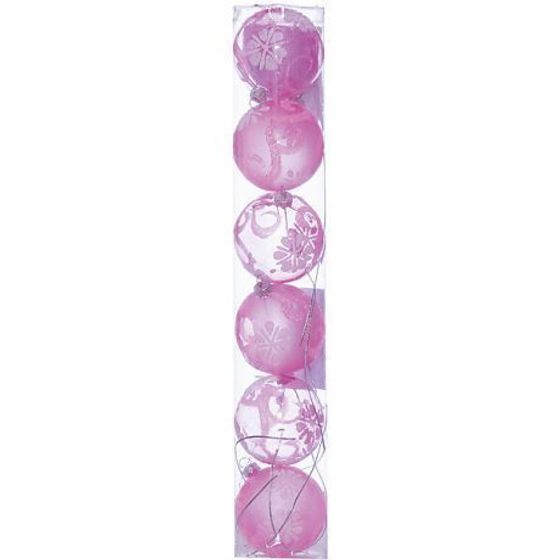 !09 Набор елочных шаров 12 штук пластик d-6 см. "PINK DREAMS" , цвет розовый