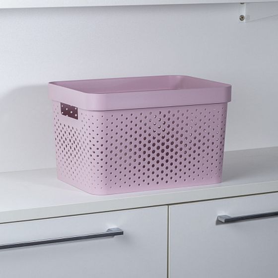 Коробка INFINITY перфорированная с крышкой 17л розовая