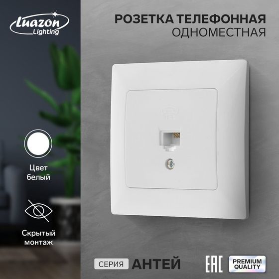 Розетка телефонная одноместная Luazon Lighting &quot;Антей&quot;, скрытая, белая