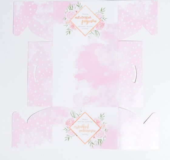 !09 Коробка (набор 5 штук) для капкейков, кондитерская упаковка, на 4 ячейки «Маленькие радости», 16 х 16 х 10 см.