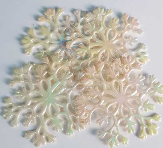 !09 НАБОР 8 СНЕЖИНОК - ЕЛОЧНОЕ УКРАШЕНИЕ &quot;CLASSIC WHITE&quot; СНЕЖИНКА, 10 СМ. ПЕРЛАМУТРОВАЯ