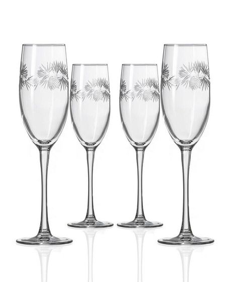 Icy Pine Champagne Flute 8oz - Set of 4 Glasses