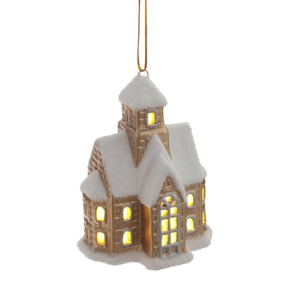Фигурка декоративная подвесная "Домик" (подсветка, 2xLR44), L8 W5,5 H10,5 см, 2в.