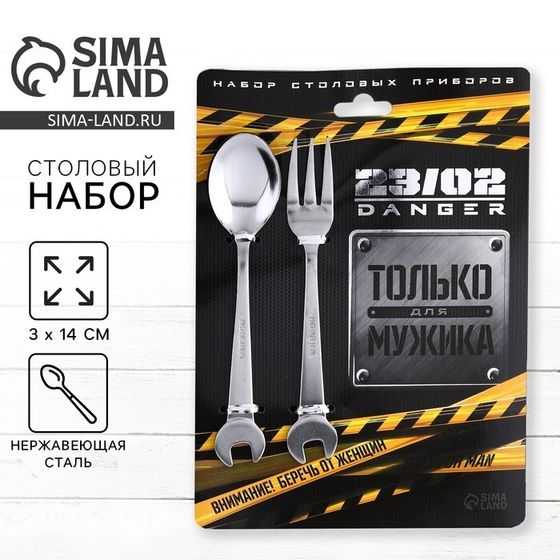 Набор столовых приборов: ложка и вилка «Только для мужика. 23 февраля»